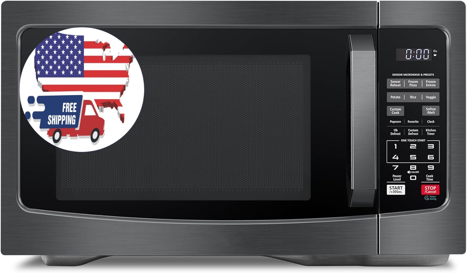 Silent ECO microwave with easy-clean interior US