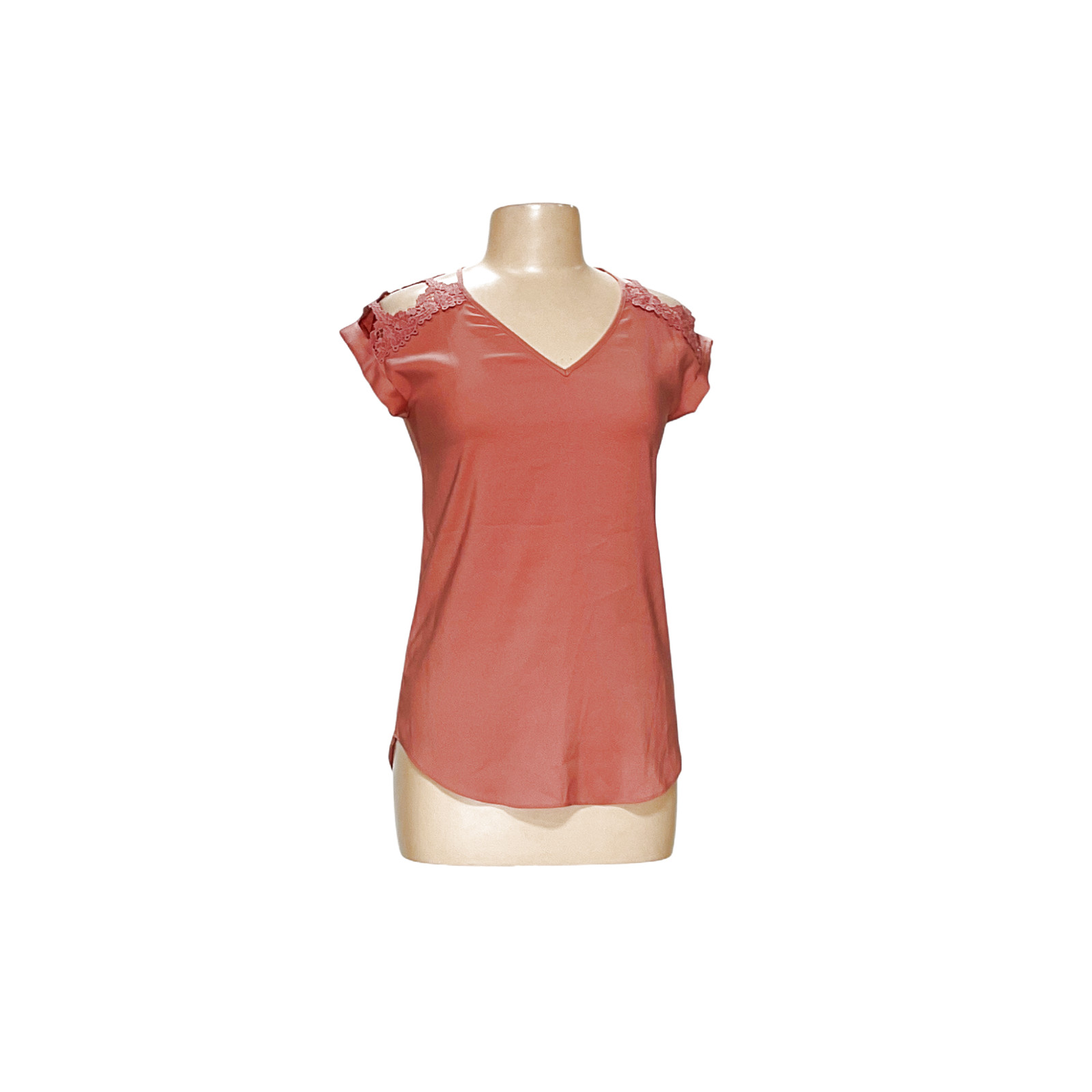 Express Orange Solid Polyester XS Blouse - image 1