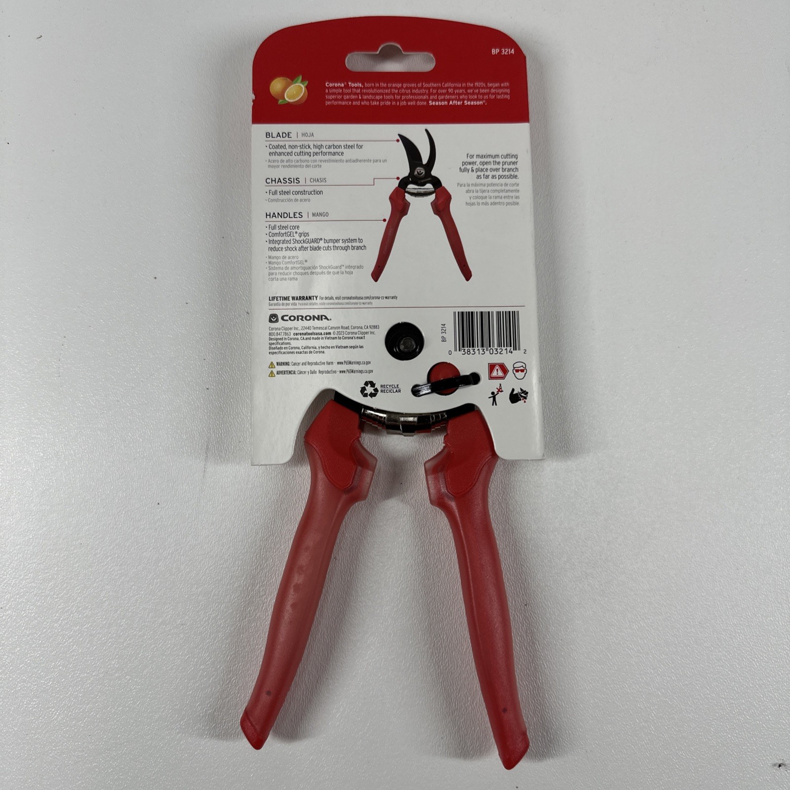 Corona ComfortGEL Branch & Stem Hand Pruner, 3/4-inch cut, Red BP 3214D