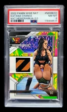 22022 Panini NXT 2.0 WWE Katana Chance Patch #17/25 PSA 8 POP 1
