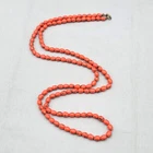 Vintage Acrylic Faux Coral Beaded Necklace Estate Costume Jewelry 34"