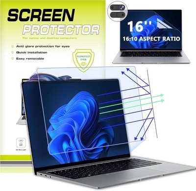 16 Inch Anti Blue Light Screen Protector with Camera Cover Compatible for HP/Del
