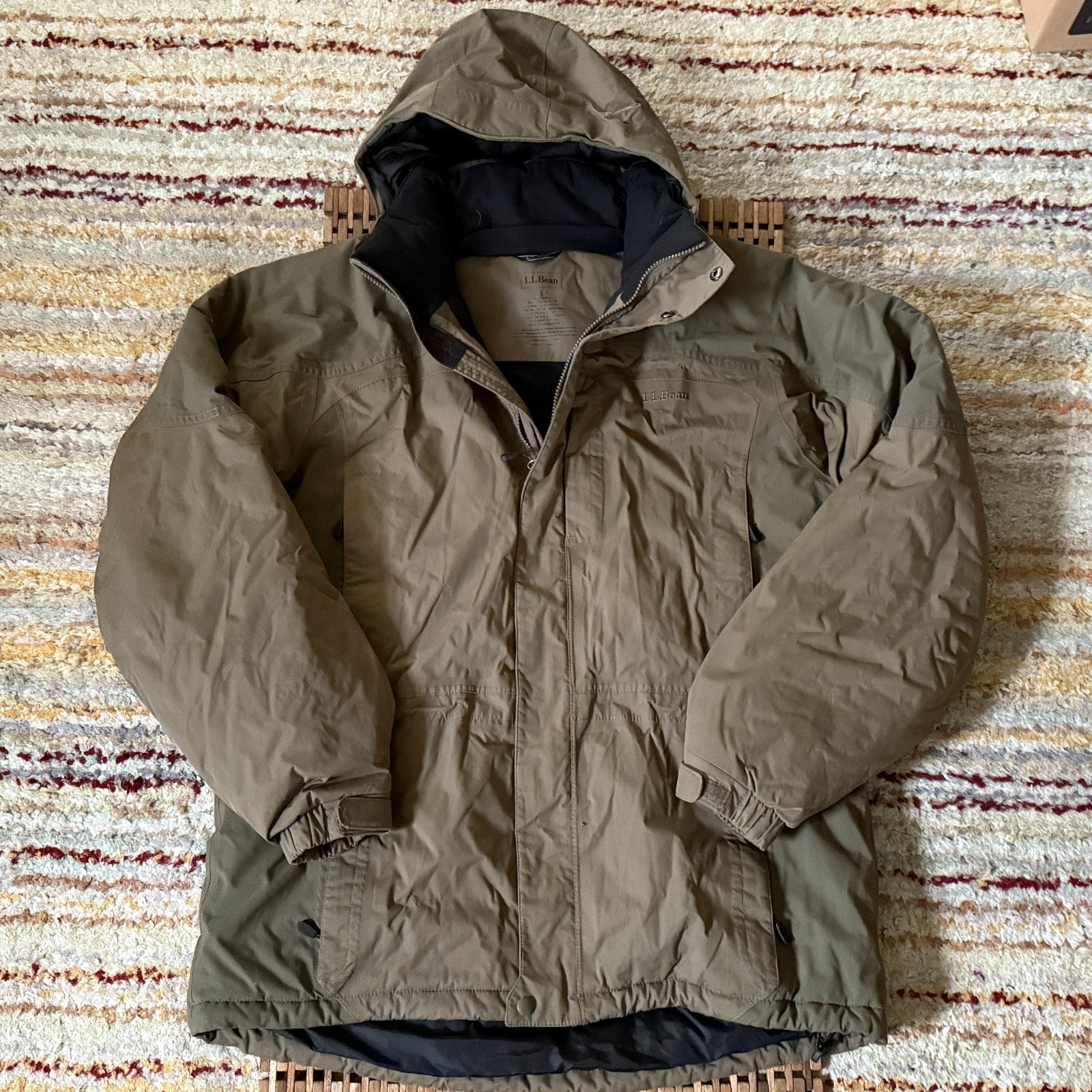 LL Bean Full Zip Insulated Shell Parka Puffer Jacket Hoodie Grey Mens Large Tall