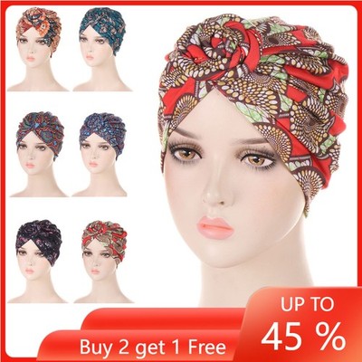 Women Twist Knot Muslim Hijab Turban Chemo Caps Beanies Hair Loss Head Wrap Hat