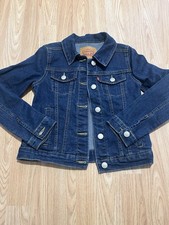 Levi's Collared Denim Trucker Jacket Jean Dark Girls Size M 8