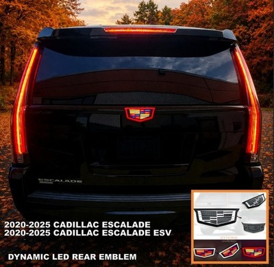 Silver Dynamic Multi Color LED Rear Tailgate Emblem Fits 15-20 Cadillac Escalade