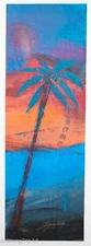 Beautiful Contemporary Painting of Palm Tree Sunset Tropical Landscape, Signed