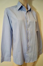 BOSS HUGO BOSS Menswear Pale Blue Cotton Collared Zig Zag Pattern Shirt Sz41 16