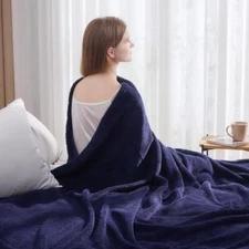  Knitted Blanket Super Soft Plush Throw for Couch Throw(50"x60") Dark Navy
