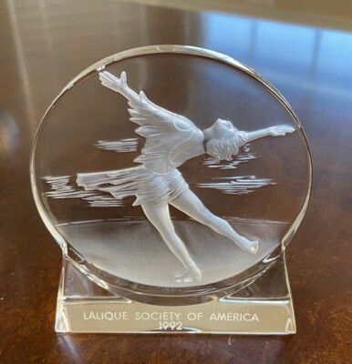 Lalique Crystal 1992 Olympic Figure Skater Lalique Society Paperweight MIB