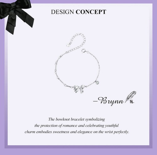 Voroco Sweet 925 Sterling Silver Bowknot Cz Bracelet Chain Women Gifts Jewelry - Picture 13 of 16