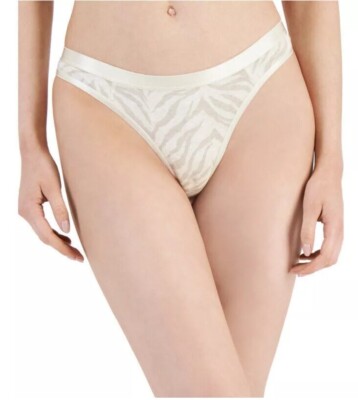 Jenni Cotton Print Satin Trim Thong, Tiger, XXL