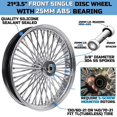 21インチ 114,3 SHARKROAD 21*3.5'' Anti-rust Spoke Single Disc Front Wheel Rims