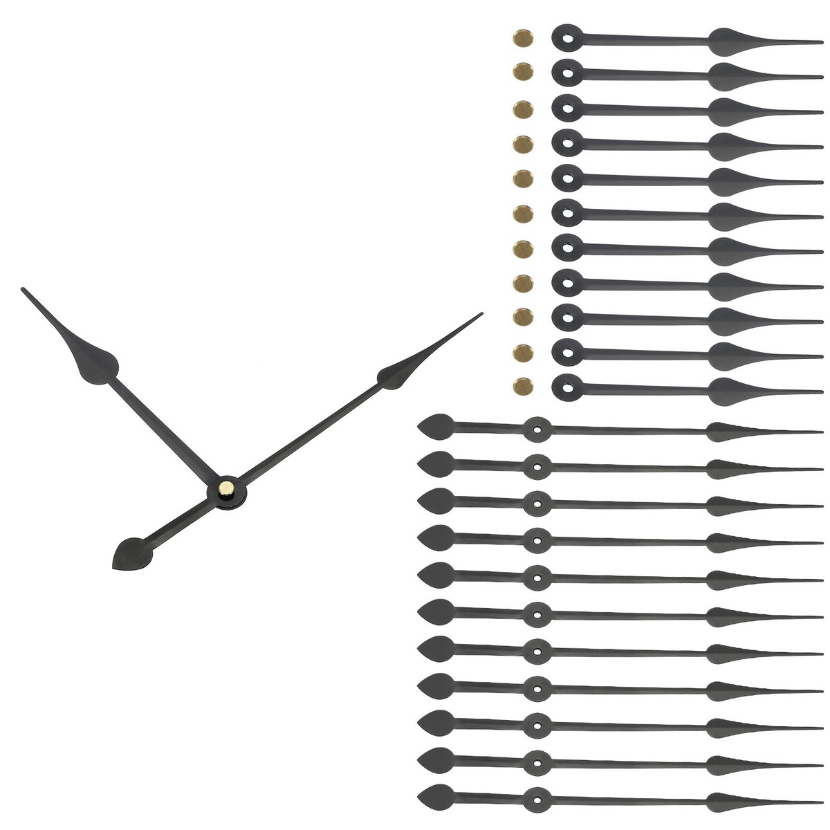 Clock Hands Kit, 12 Set Wall Clock Hands Parts Replacement, Black