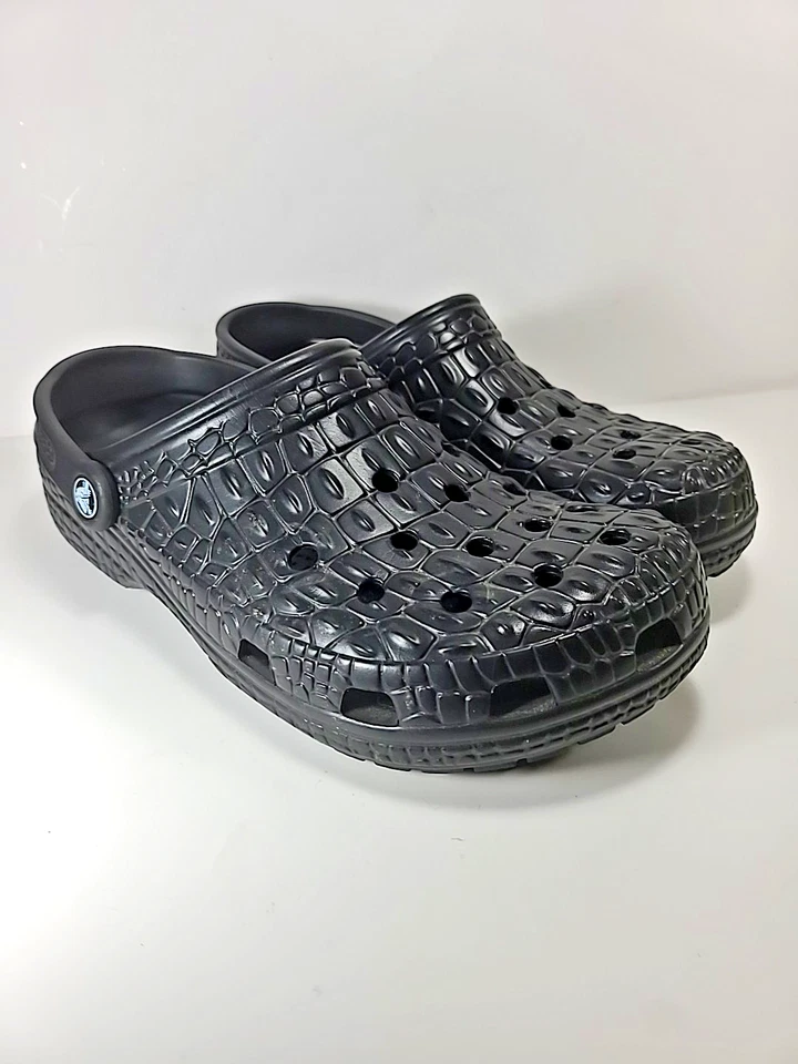 Zueco Crocs Classic piel de cocodrilo M 10/W 12 negro cocodrilo sin cordones edición limitada Foto 2 de 4