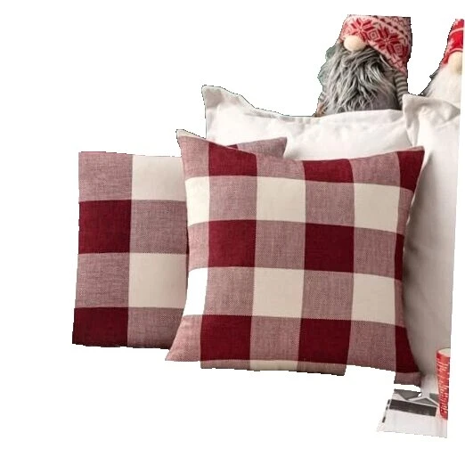 White Cotton Blend Checked Home Décor Pillows