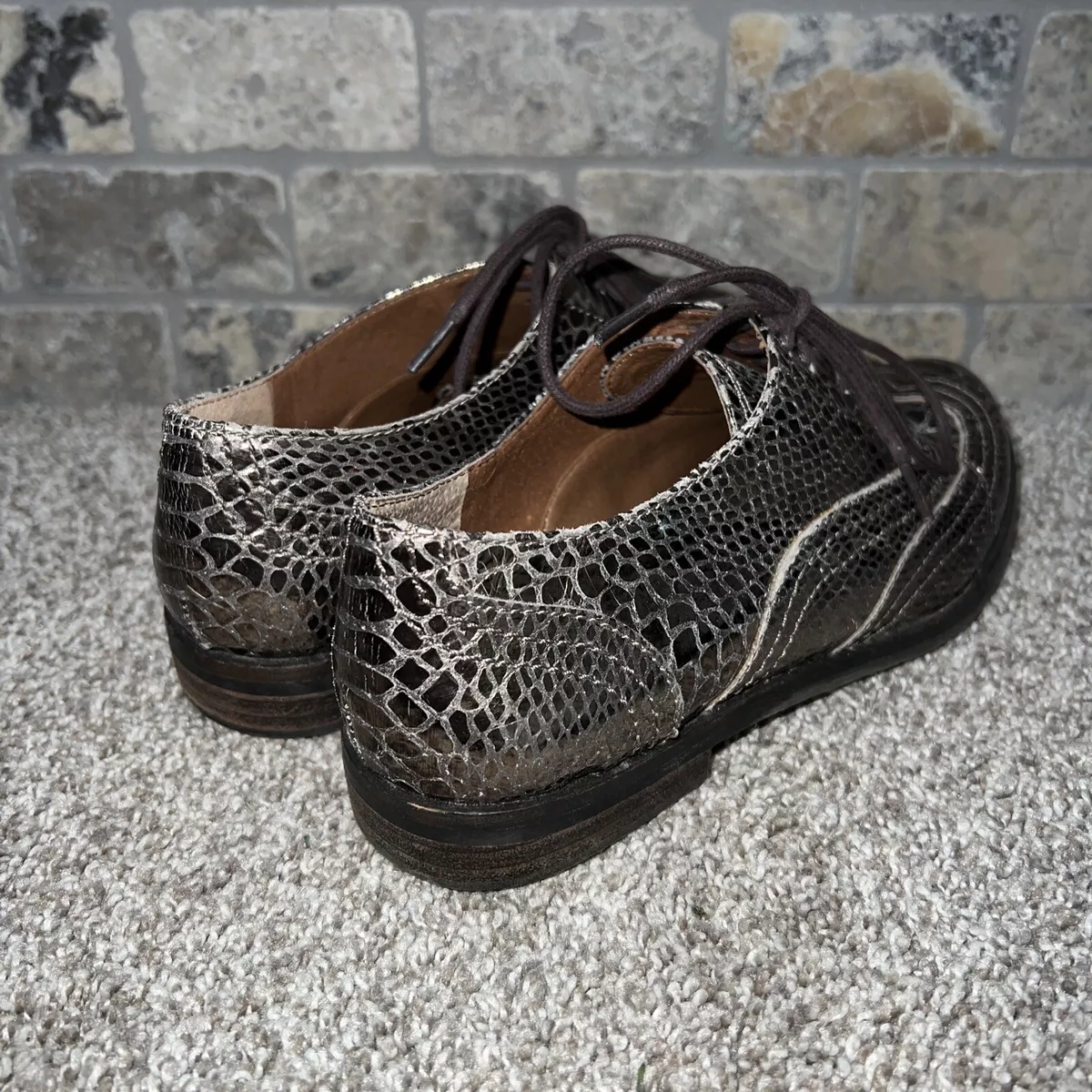 Lucky Brand Blue Jeans America Faux Lizard Skin Shoes Womens Size