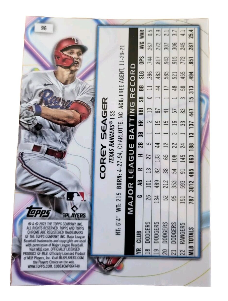 2023 Topps Chrome Cosmic 96 Corey Seager Texas Rangers Baseball Card