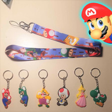    Super Mario Bros. Lanyard  6 Super Mario Bros. keychains Luigi Yoshi Wario
