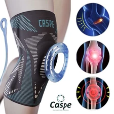 Caspe Knee Support Compression Sleeve Brace Sport Patella Joint Pain Arthritis