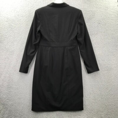 CALVIN KLEIN Dress Womens Size 6 Black Sheath Coat Style Long Sleeve Gold  Button | eBay