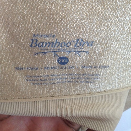 Miracle Bamboo Bra Women Plus Size 2XL Tan Front Closure Wireless Full Coverage - Picture 3 of 3