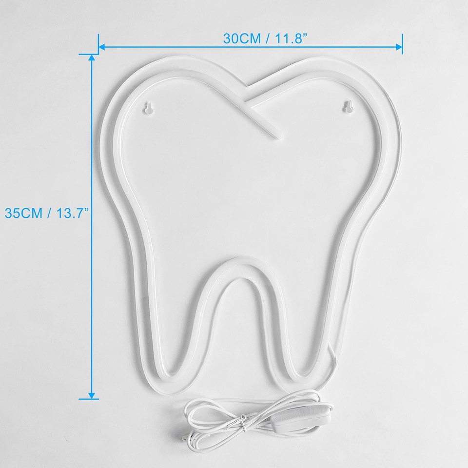 Tooth Neon Sign Teeth Sign LED Neon Light Sign Dental Office Decor Wall
