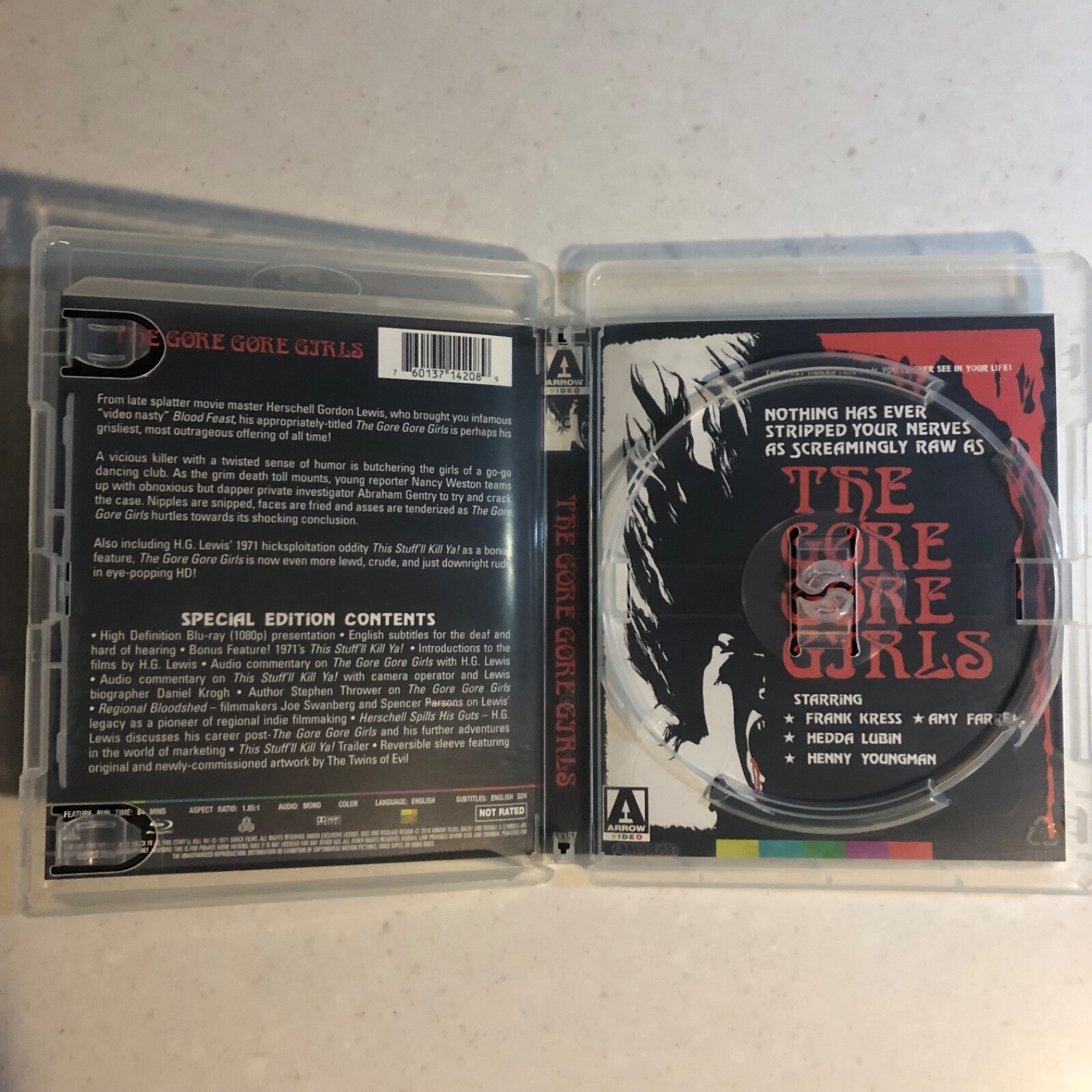 The Gore Gore Girls (Blu-ray, 1972, Arrow, includes This Stuff'll Kill Ya!)