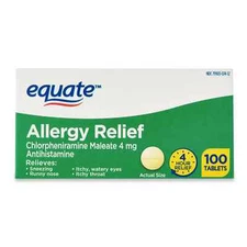 Equate Allergy Relief Medicine, Chlorpheniramine Tablets, 100 Count