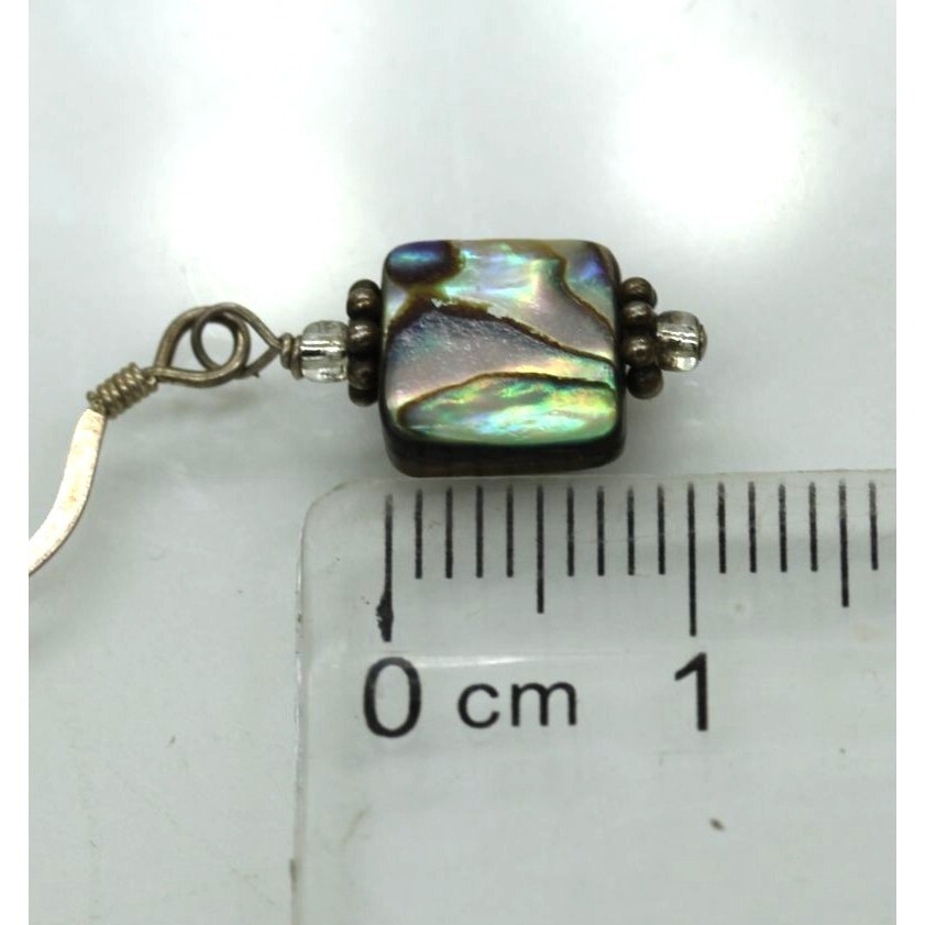 925 STERLING abalone shell drop dangle VINTAGE ea… - image 4