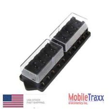 10 Way Circuit Automotive ATC/ATO Blade Fuse Box Block Holder