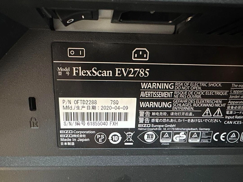 EIZO FlexScan EV278525 27 Inch LCD Monitor - Image 3 of 3