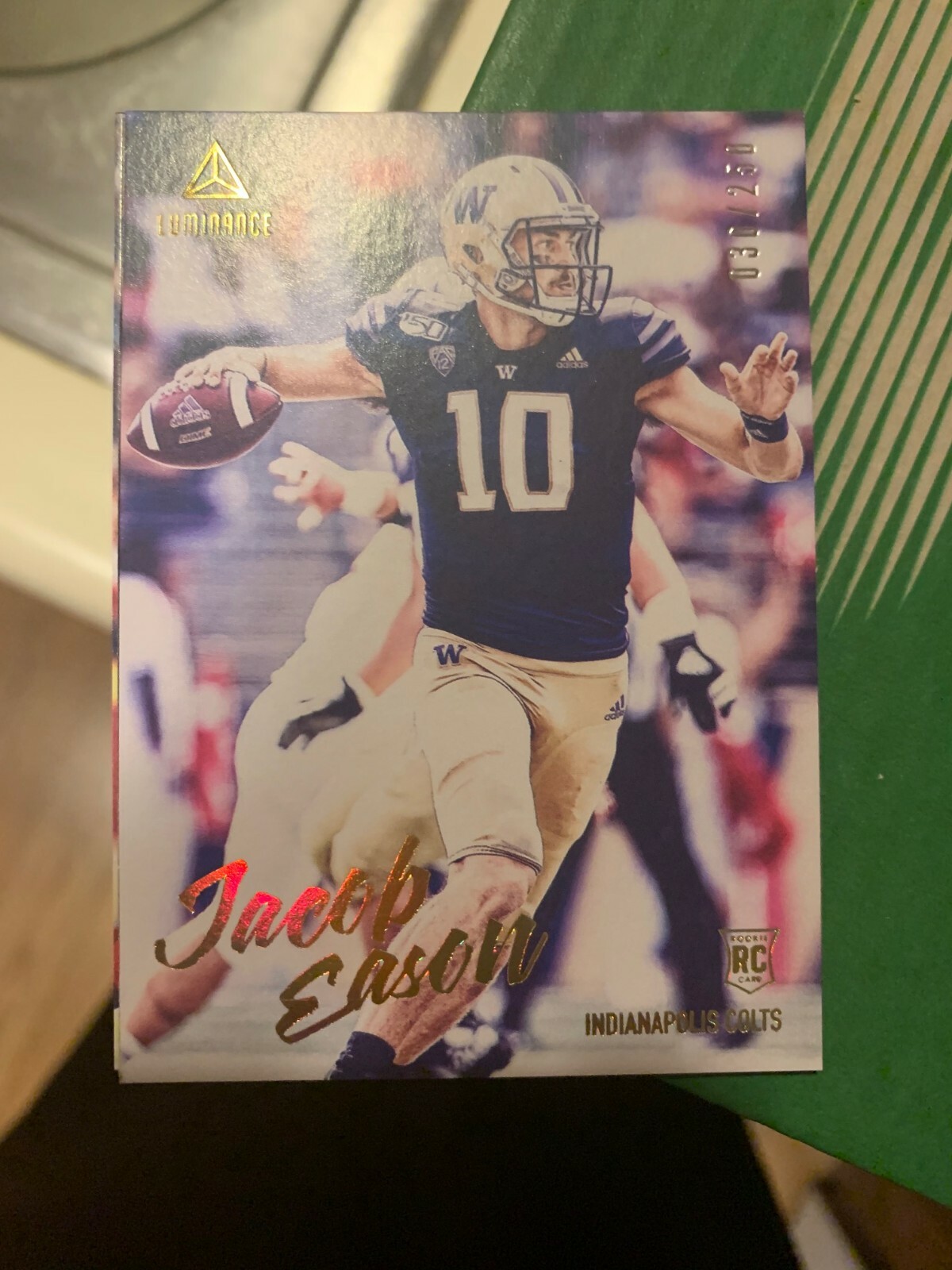 2020 PANINI LUMINANCE JACOB EASON ROOKIE CARD COLTS 30/250 ~ #107