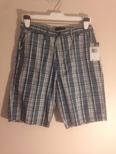NWT MEN HURLEY BLUE/WHITE PLAID BOARD SHORTS W30