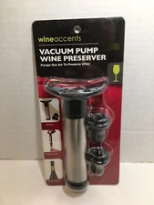 Wine Accents Vacuum Pump Wine Preserver 3 piece set with 2 Stoppers