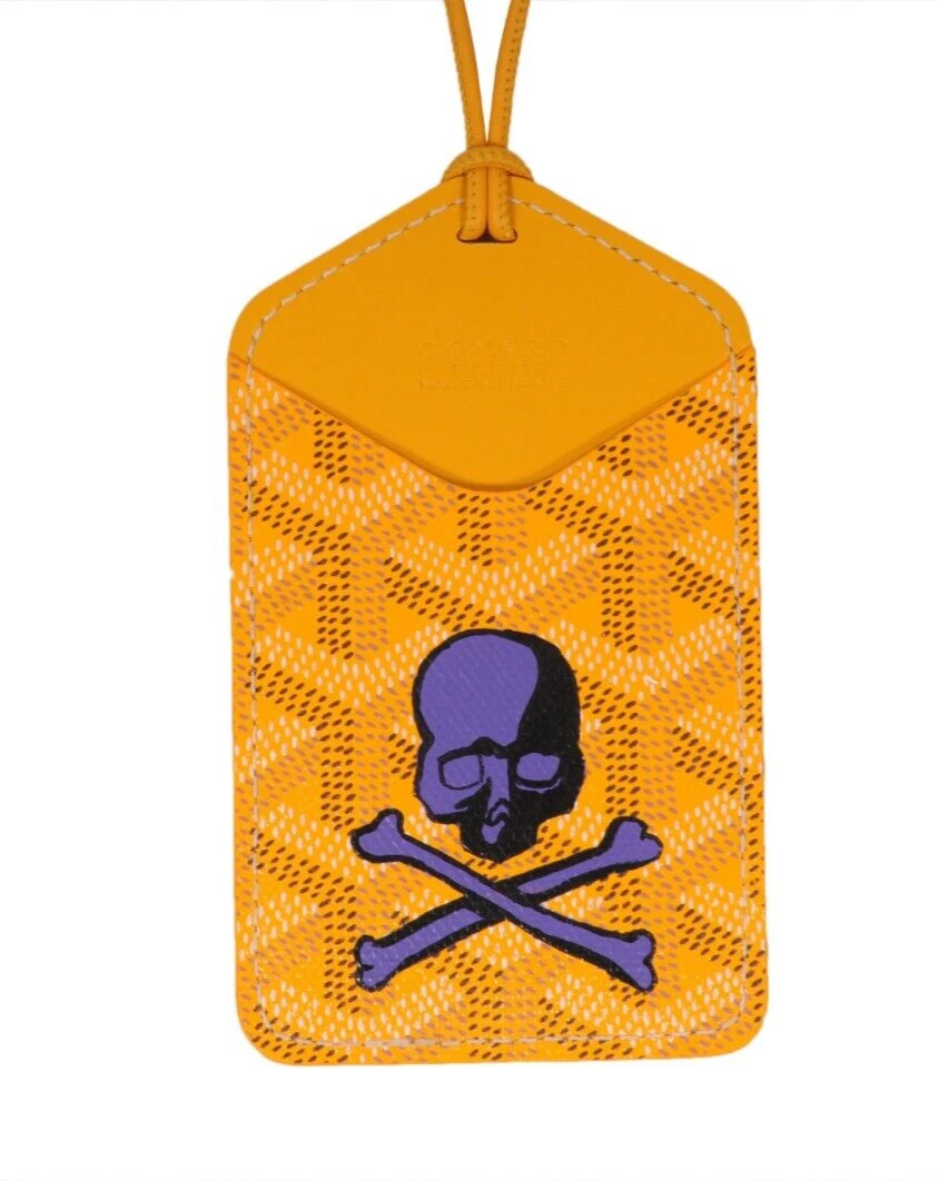 Goyard Mastermind Luggage Tag Yellow Purple Skull Bone Canvas Travel ID  Lanyard