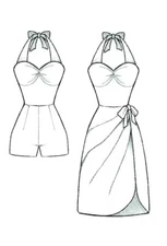 Hearts and Found Curstie Playsuit Set Pink floral romper halter wrap skirt XL