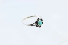 925 Sterling Silver Turquoise Ring - Small Tiny Gemstone, Protection and Healing