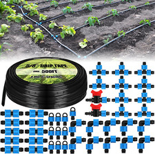 500 Ft 5/8" Drip Tape Irrigation Kit 8 Mil 6" Spacing Hose for Garden Farm