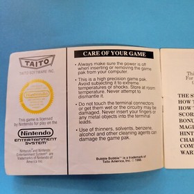Bubble Bobble Nintendo NES Instruction Manual Booklet ONLY