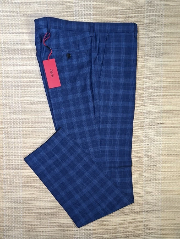 Hugo boss check trousers outlet