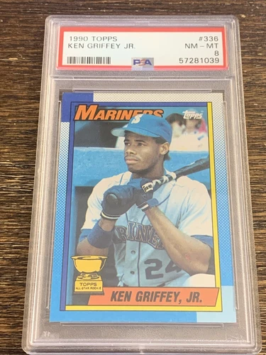 1990 TOPPS KEN GRIFFEY JR #336 GRADED PSA 8 NM-MT ROOKIE GOLD CUP
