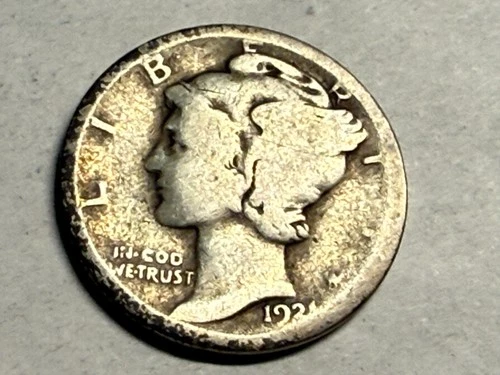 1921 MERCURY silver U.S. dime. AG. #q9