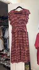 Ulla Johnson Women's Red Silk Midi Dress Size 6 Sleeveless