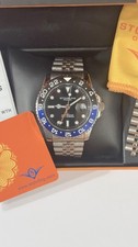 Stuhrling 42mm men’s ‘batgirl/batman’ GMT watch, jubilee bracelet; Meridian 3965