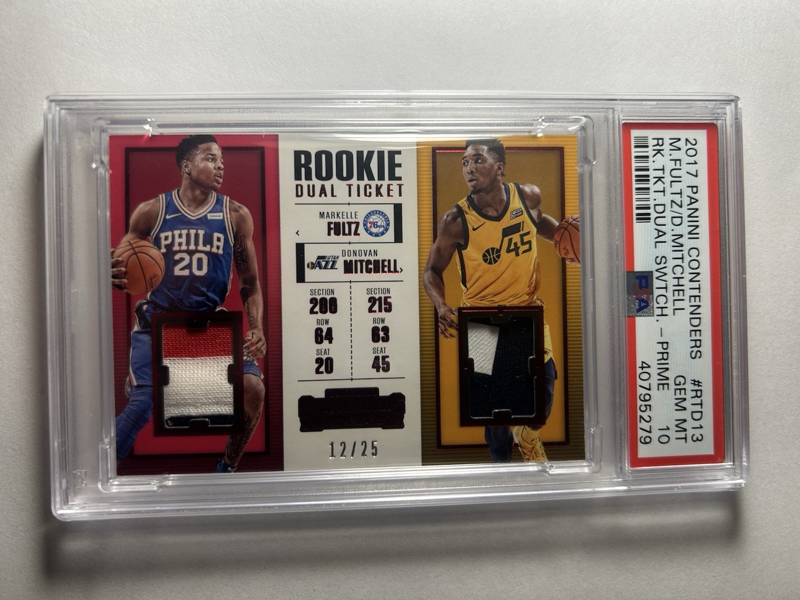 2017 Panini Contenders Donovan Mitchell Markelle Fultz Rookie Ticket /25 PSA 10