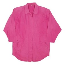 Womens Pink Cotton Button Jacket M Plain Classic Fit Casual Lightweight