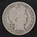1907-D Barber Half Dollar — 90% Silver | VG Details | $1 No Reserve