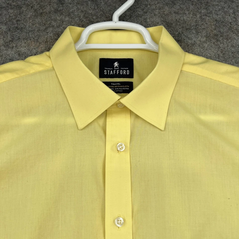 Camisa de vestir Stafford para hombre XL amarilla de viaje fácil cuidado tela ancha ajuste regular Foto 2 de 4