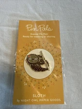 By Night Owl Papper Goods Pin Pals ~Sloth~ Enamel Pin New